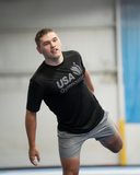 USAG Logo Black on Black Moisture-Wicking Tee