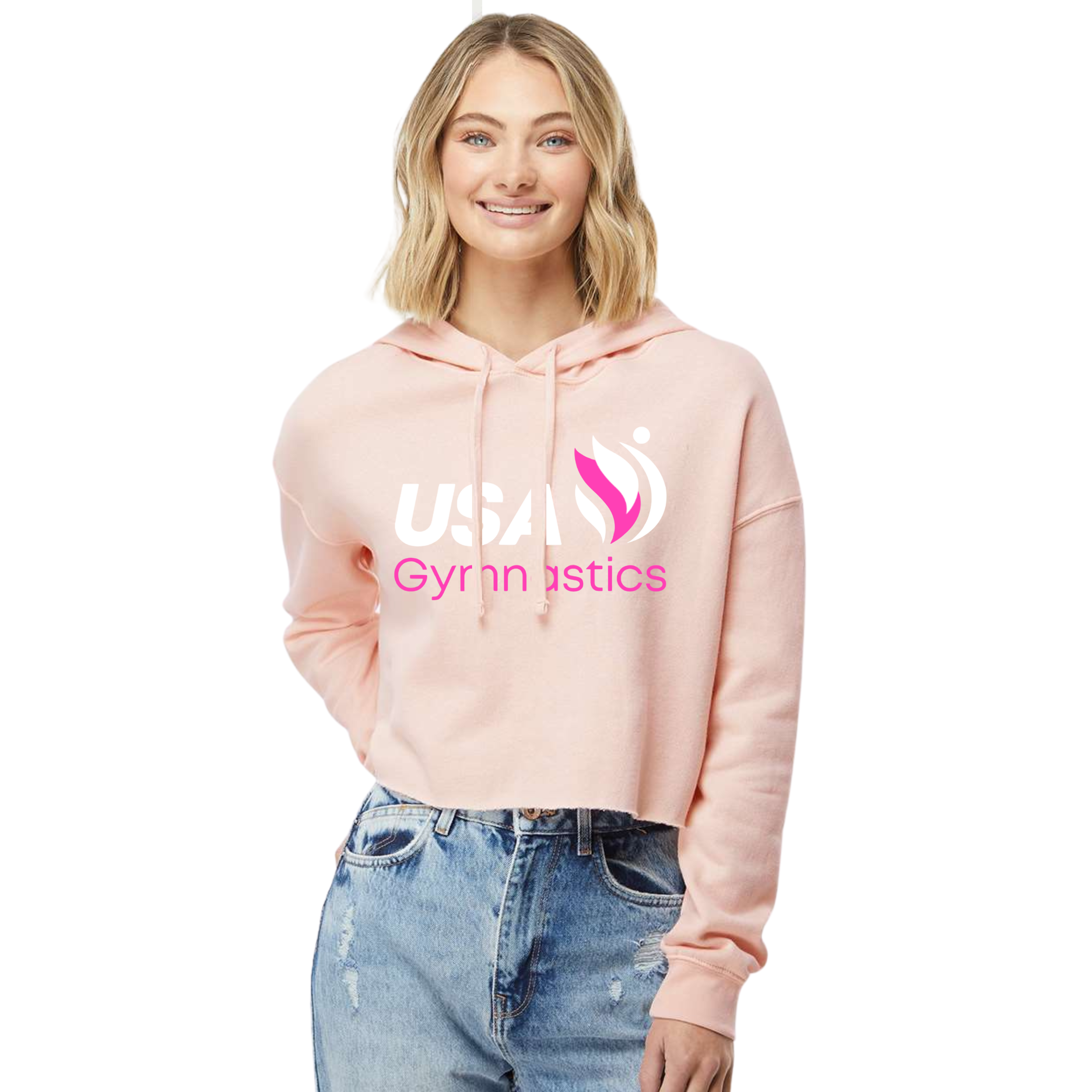 USA Gymnastics Logo Crop Hoodie - Blush (AFX64CRP)
