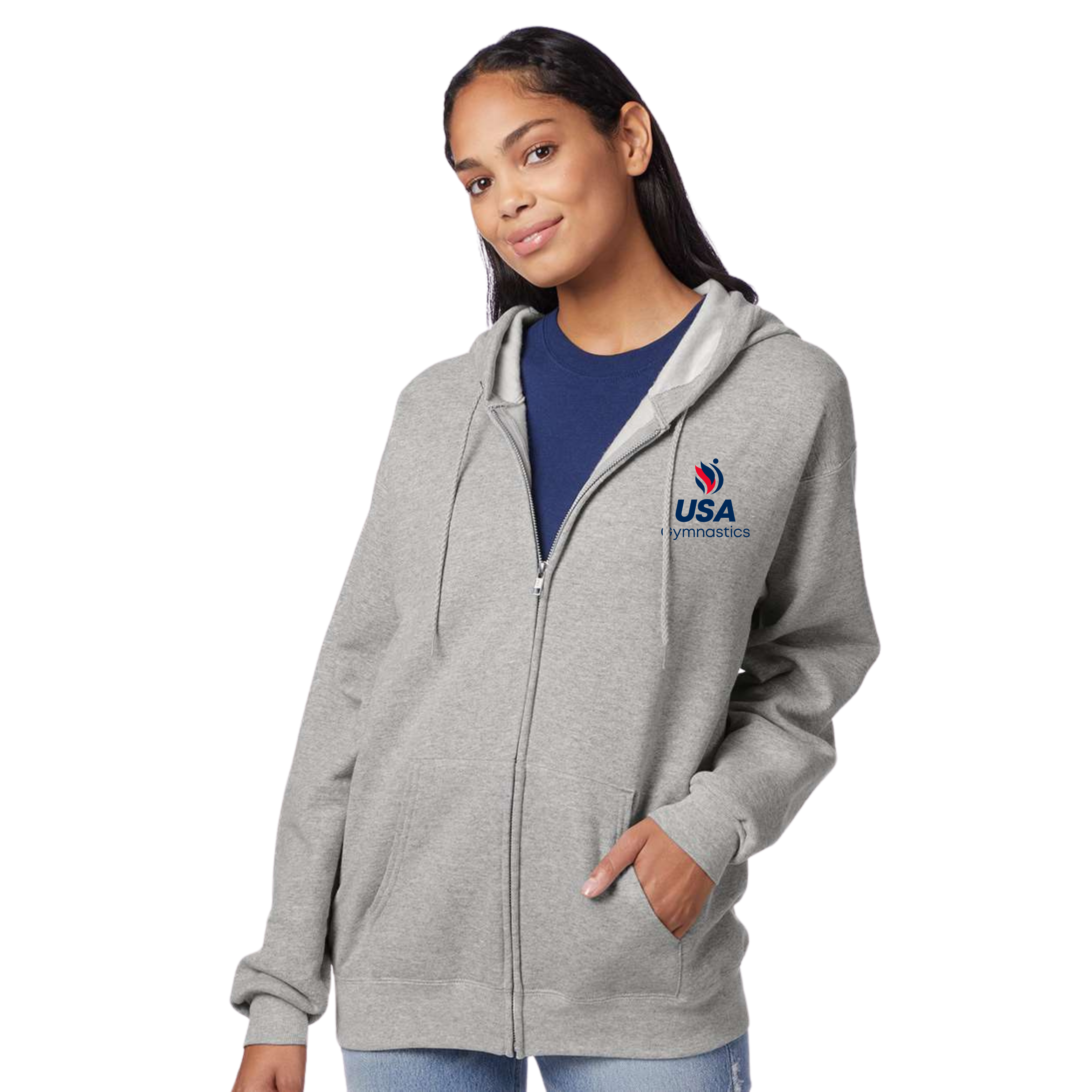G-Style USA Lightweight 6oz Zip-Up Hoodie – Breathable Jersey Cotton, Raglan Sleeves, Drawstring Hood