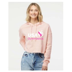 USA Gymnastics Logo Crop Hoodie - Blush (AFX64CRP)