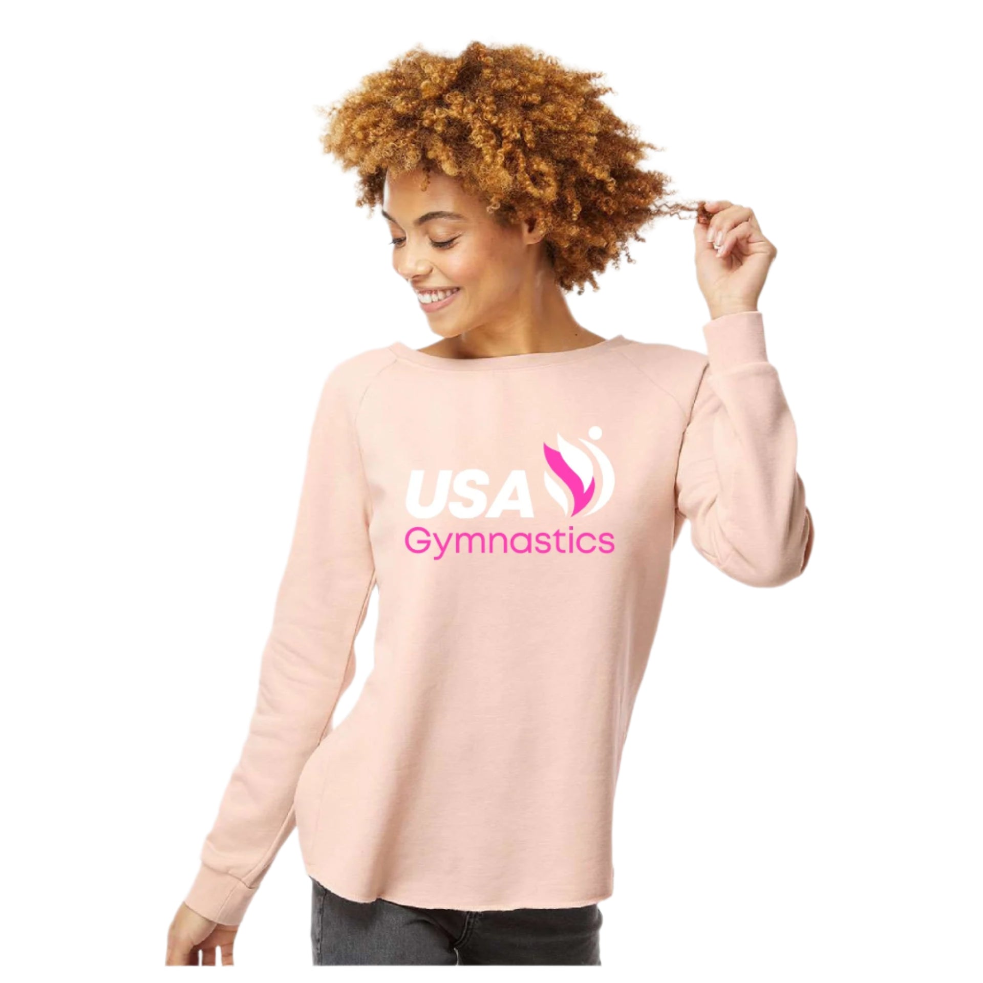 USA Gymnastics Logo - Light Pink Crewneck Sweatshirt (PRM2000)