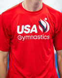 USAG Logo Red, White & Blue Moisture-Wicking Tee