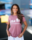 USAG Logo - Women's Mauve Tee with Glitter Logo
