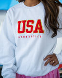 USAG White Chenille Crew (Red Patch)