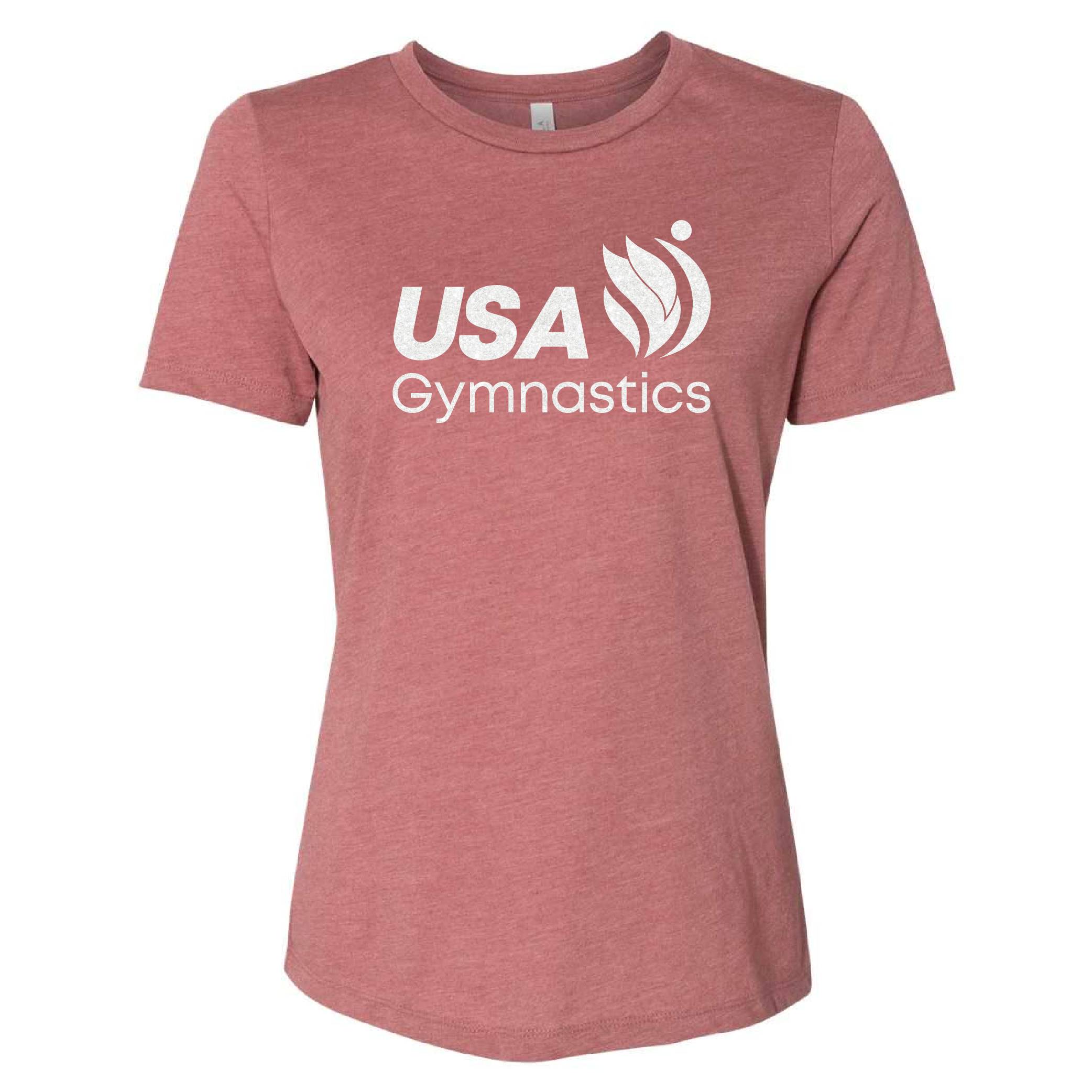 USA Gymnastics Logo - Women's Mauve Tee with Glitter Logo