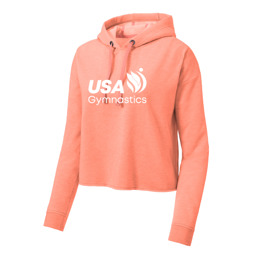USA Gymnastics Logo Crop Hoodie - Coral