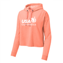 USAG Logo Crop Hoodie - Coral
