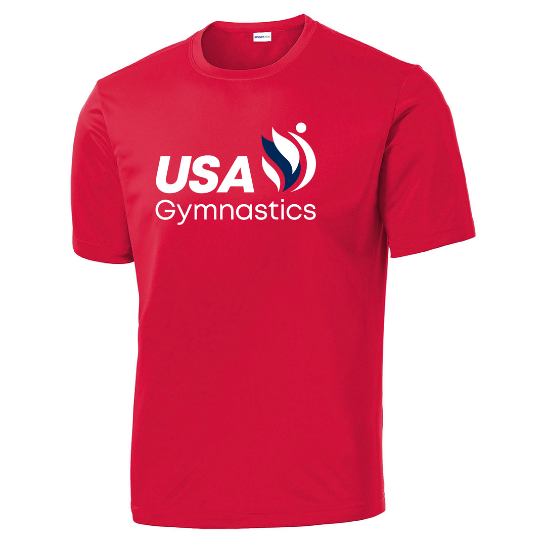 USA Gymnastics Logo Red, White & Blue Moisture-Wicking Tee