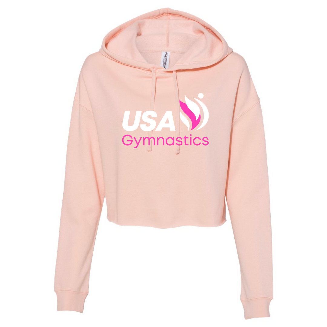 USA Gymnastics Logo Crop Hoodie - Blush