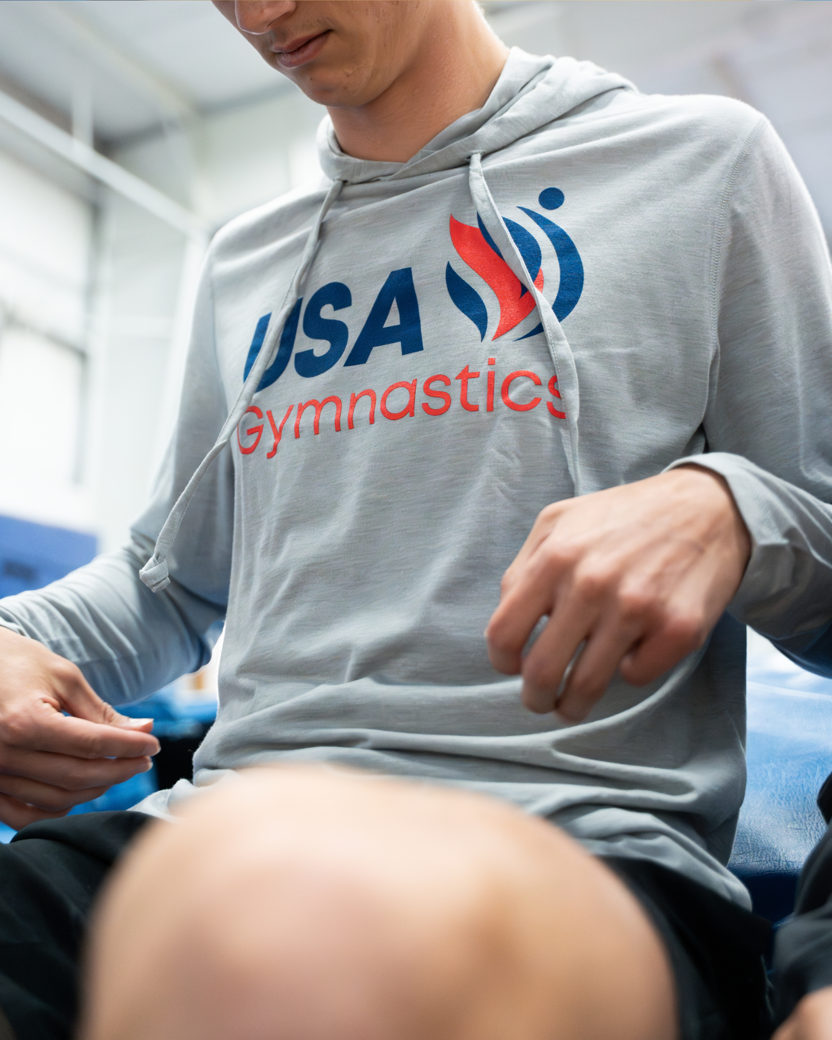 USA Gymnastics Light Gray Logo Hoodie (ST406)