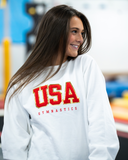 USAG White Chenille Crew (Red Patch)