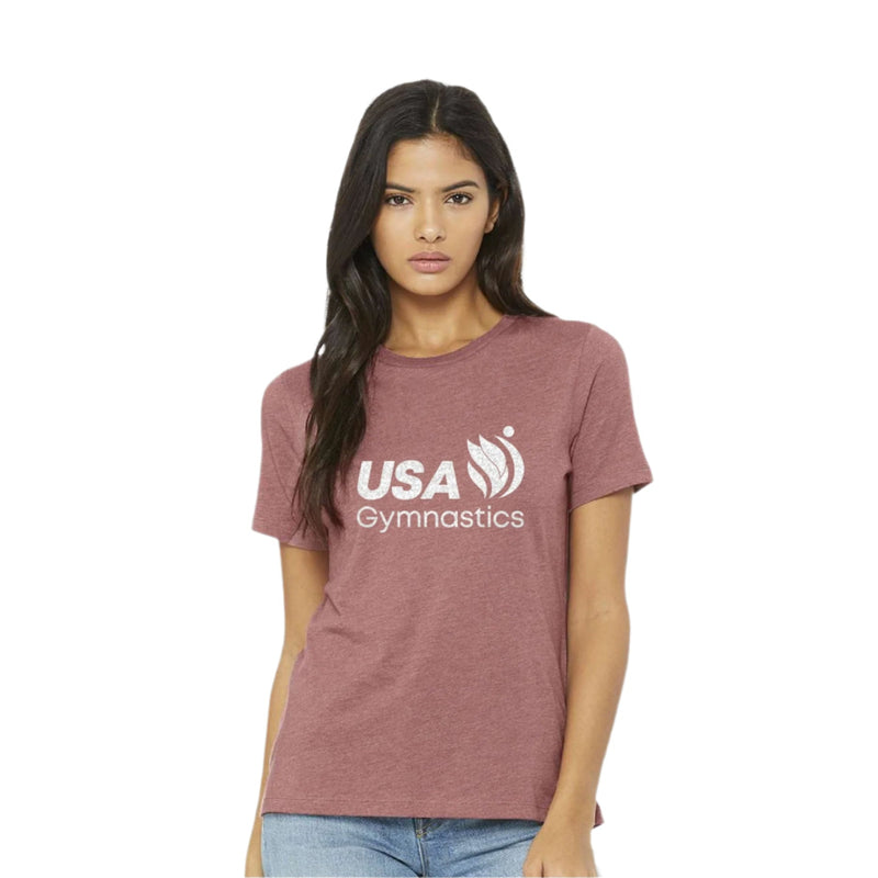 USAG Logo - Women's Mauve Tee with Glitter Logo