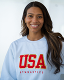 USAG White Chenille Crew (Red Patch)
