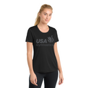 USAG Logo Black on Black Moisture-Wicking Tee